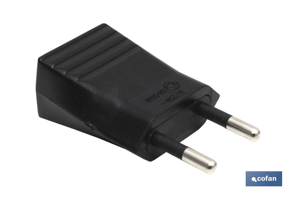 Ficha Bipolar | 10 A - 250 V | Cor Preta