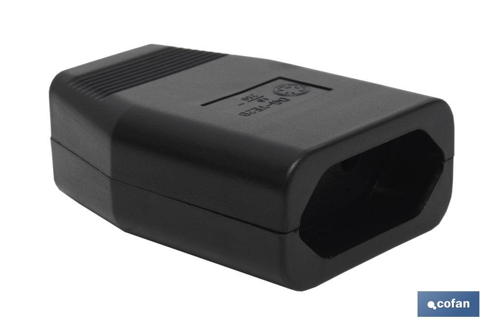 Ficha bipolar Femea | Cor preta | 10 A - 250 V