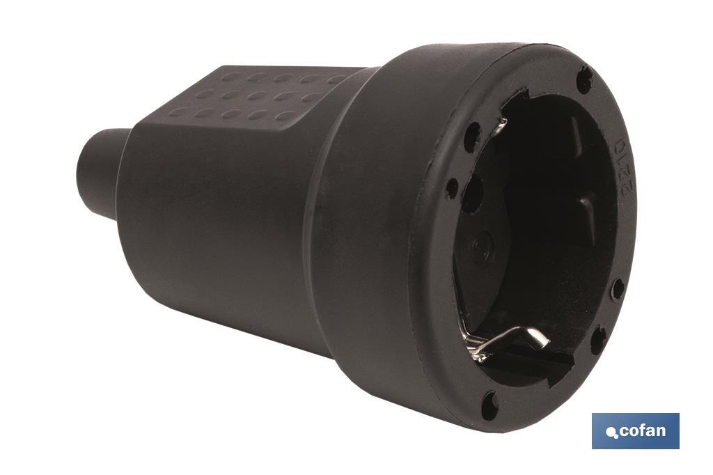 Ficha Bipolar Femea de borracha | 16 A - 250 V | Cor Preta